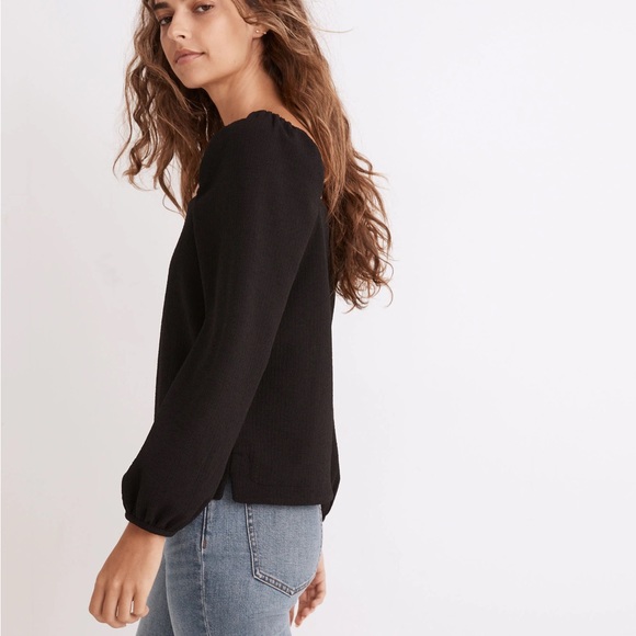 Madewell Crepe Square-Neck Puff-Sleeve Top - Picture 8 of 9
